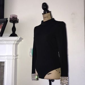 Black bedazzled bodysuit